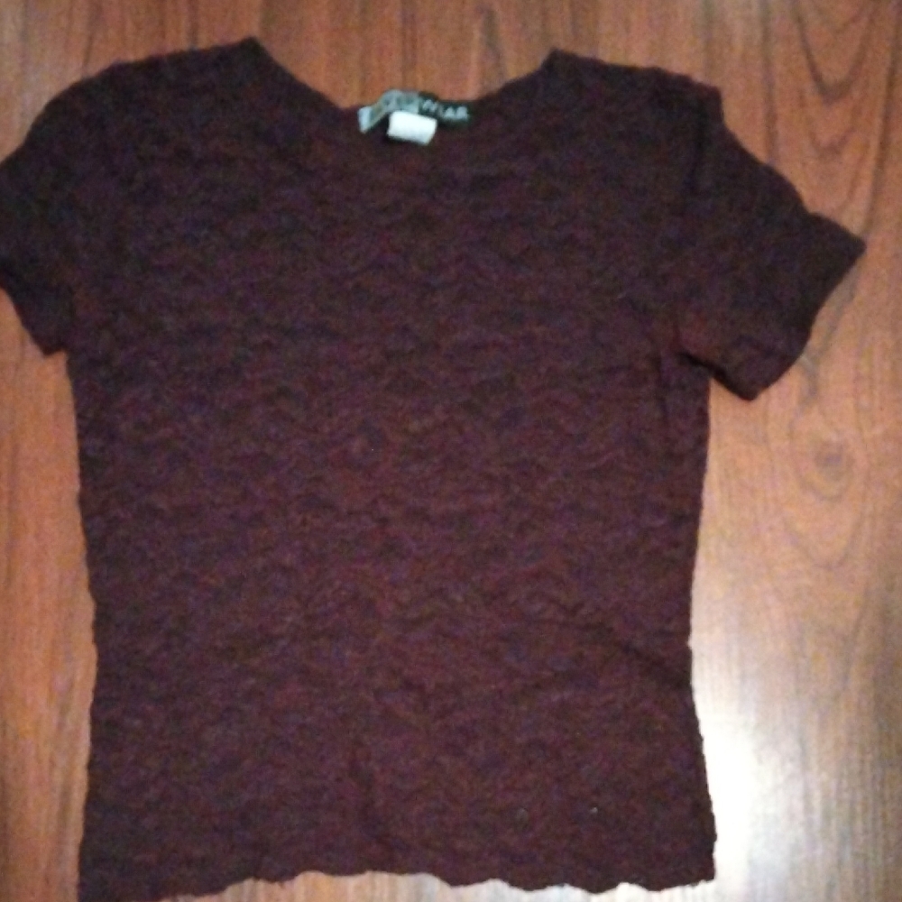 Women's Short Sleeve Lace Top -maroon
